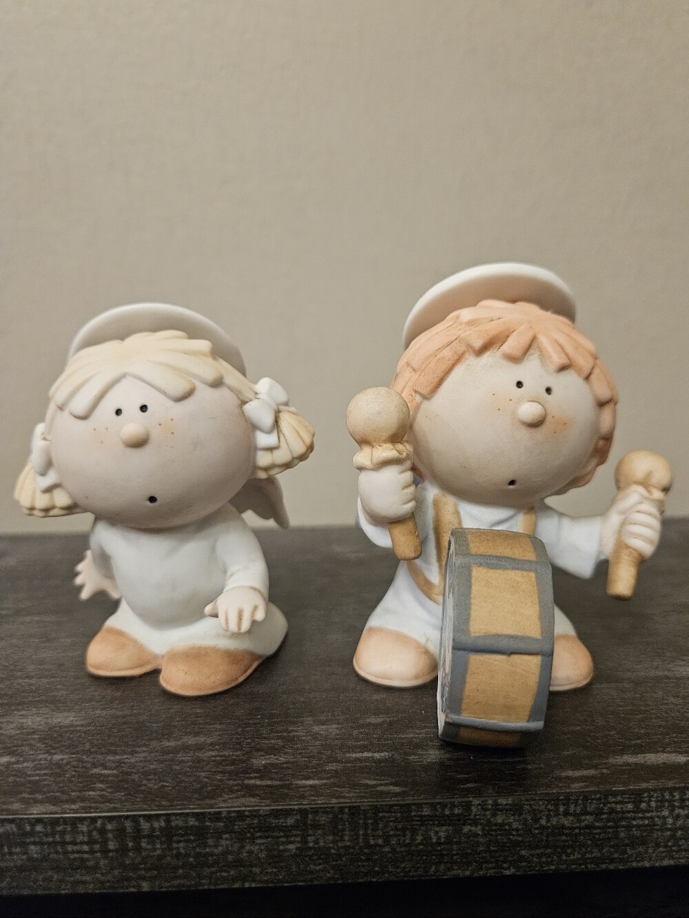 Vintage Bumpkins by Fabrizio Porcelain Angel Figurines - Set of 2